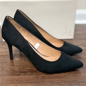 A New Day Gemm black suede high heels, size 9
